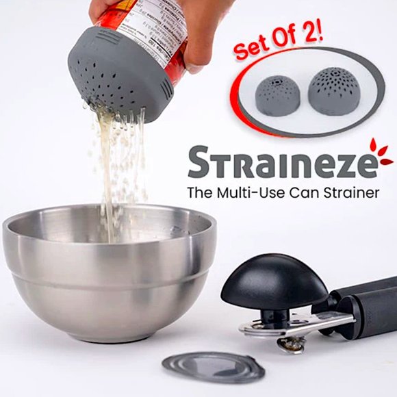 🆕 STRAINEZE (2-PACK) CAN STRAINER / MICRO COLANDER SET ~ Multi-Use ~ Mess-Free - Picture 4 of 8